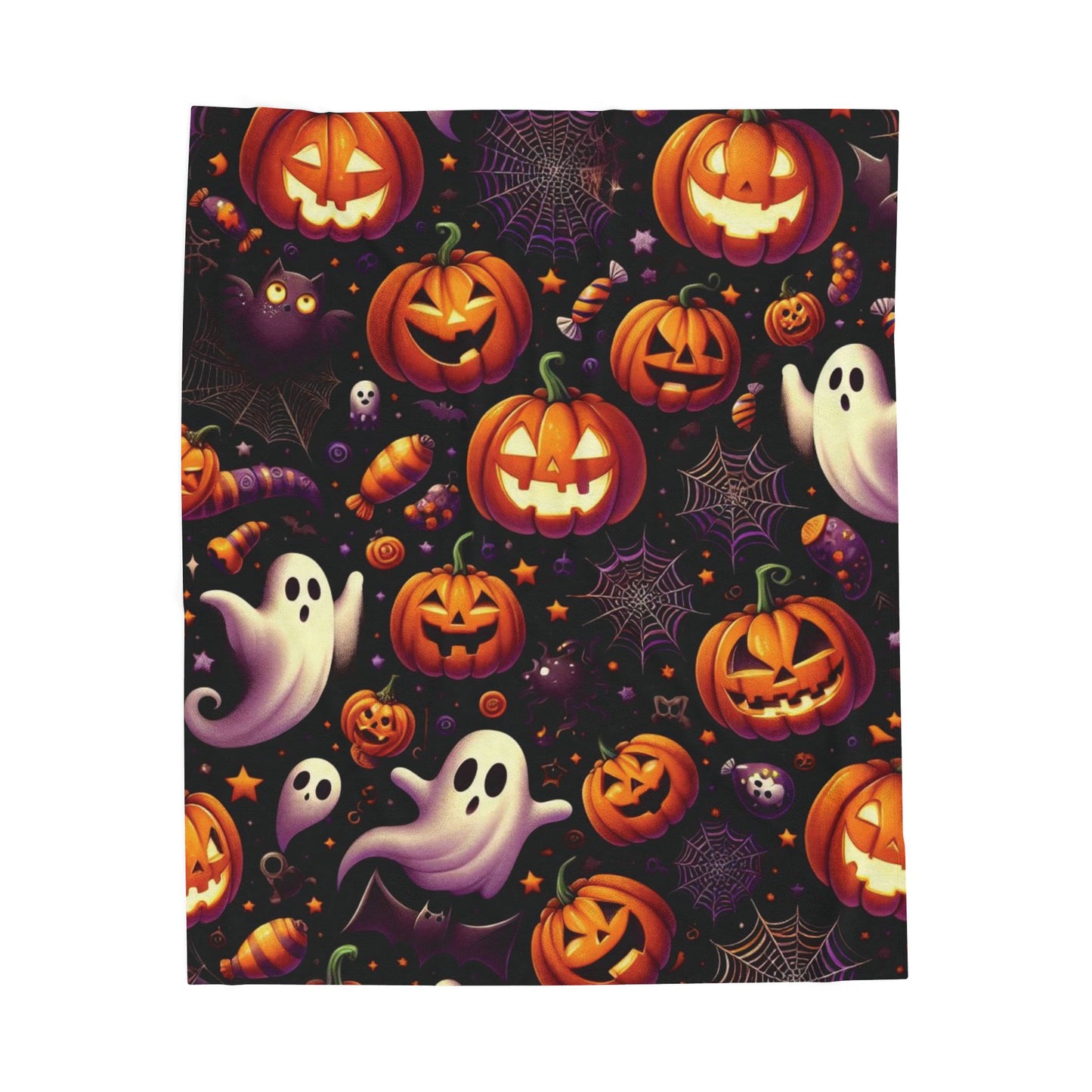 Halloween Ghost & Pumpkin Plush Blanket