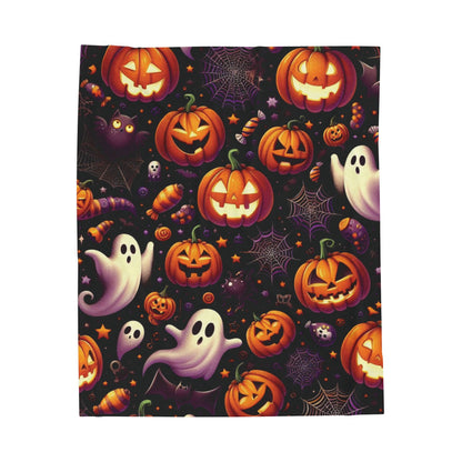 Halloween Ghost & Pumpkin Plush Blanket